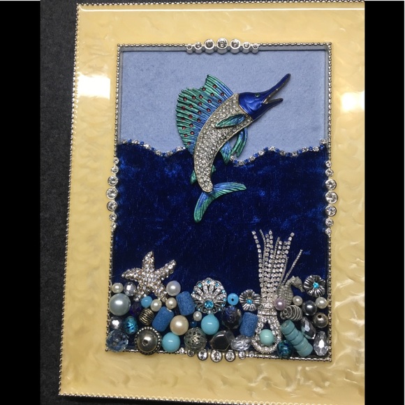 Other - FRAMED JEWELRY ART COLLAGE “DEEP BLUE SEA”. UNIQUE
